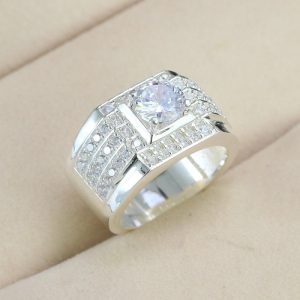 Nhẫn nam bạc đẹp đính đá trắng sang trọng NNA0066